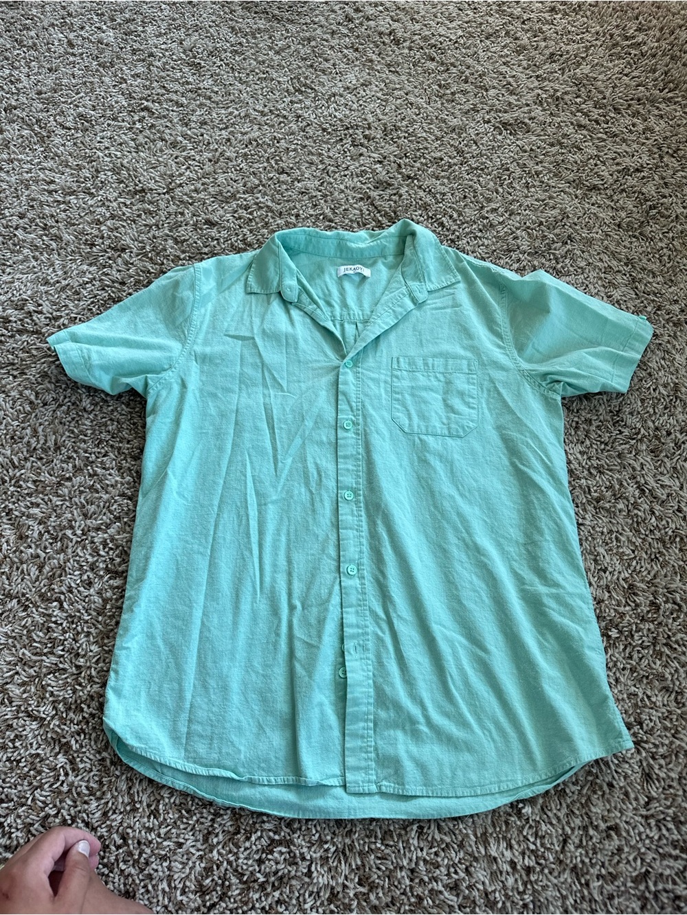 Casual Mint Green Short-Sleeve Men's Shirt
